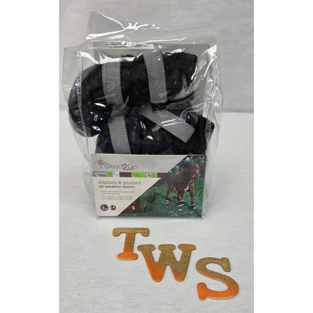 Good2Go Black All Weather Dog Boots‎ Size S Reflective Neoprene